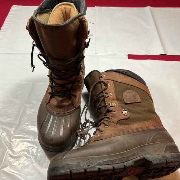 SOREL Kaufman BROWN Olive BOOTS Gore-Tex Waterproof Insulated Heavy Treads Sz 9 - Picture 7 of 13